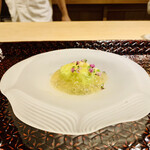 富小路 やま岸 - ☆ずんだ豆とスッポンの煮こごり　花穂紫蘇と角生姜