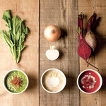 Vegetable soup + garden salad + bread