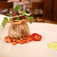 スブリム - ✦温菜
                    カダイフの中には和牛とモッツァレラ
                    バジル、蓮根、松の実、セミドライトマト
                    ネギ風味のマヨネーズでアクセント。