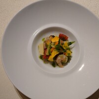 HATSUNEYA GARDEN - 気仙沼産カジキの燻製　ムール貝
                      夏野菜のグレック      バジルのピュレ