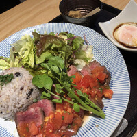 肉寿司 肉和食 KINTAN コレド室町 - さがりとザブトンのステーキプレートセット