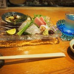 すし処 錦 - お造り盛り合わせ ＆ 冷酒