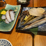 Uo kokoro - タコの刺身と七輪セット。