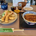 山七商店 - うな丼竹とエビフライ