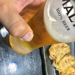 初代麺松 - 生ビールと共に…