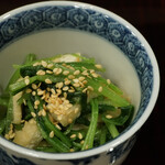 新ばし 笹田 - 壬生菜と揚げの温かいお浸し