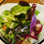 焼鳥YAMATO - 久保田農園のベビーリーフ 季節の柑橘 鶏皮のクルトン