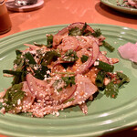 ラープと琥珀と時々煙り - ○天然鮃と紫雲丹のラープ様