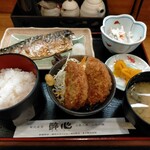 酔心酒蔵 - 焼き魚とハムカツ定食880円