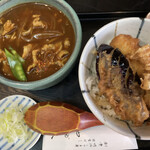 154803066 - (小)いか天丼と(小)カレー南ばん(辛口追加) 650円＋700円＋55円