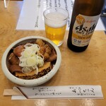 あべちゃん - 牛もつ煮込みとノンアルコールビール