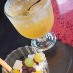 スーリール - 【2021.07】ほほえみランチ(税込1,650円)のデザート、ドリンク(梅ジュース)