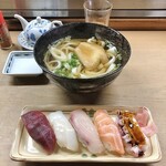 Hanabusa Zushi - 寿司うどんセット550円