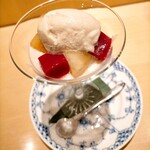 蓬左茶寮 - 桃 ブランマンジェ 麦茶のアイス