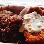 レストラン FUCHI - DXデラックス　牛イチボステーキ、ローストポーク、魚フライ