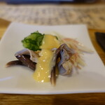 千代娘 - お通し（とり貝の酢味噌和え）