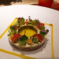 ラトリエ ドゥ ジョエル・ロブション - ⚫【前菜】「島根県産“どんちっちアジ”のタルタル 枝豆と茗荷を合わせて レモンのヴィネグレットソースで」