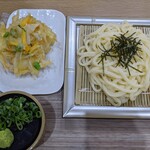 うどん家 丸孝 - ざるうどん+野菜かき揚げ