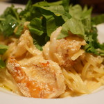 クロッキオ - プリエビとタラコ、ルッコラとレモンソース