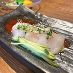 七輪焼肉 楽しいら - ホタテ刺身コチュジャンソース添え