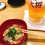 Izakaya Taishou Bekkan - お通しと生ビール