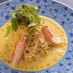 Minori Ando Kafe - 蟹と道産メークインじゃが芋パスタ クリーム蟹味噌ソース