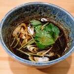 タイジンジャー - 濃いめのつけ汁。酢橘が合う。