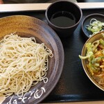 ゆで太郎 - 帆立とアスパラのかきあげ丼セット。