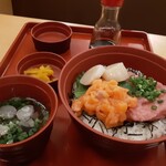 ジョイフル - 北海道産ホタテとねぎトロのサーモン丼