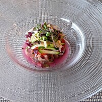 ルアン 鮒鶴京都鴨川リゾート - キハダ鮪のタルタル　赤紫蘇の香り　大徳寺納豆のアクセント