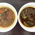 創作カレー MANOS - 根菜けんちんラマサム鶏キーマ、オクラと豚肉の黒坦々カレー