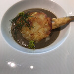 フランス料理 ル・クール - 鮎のビスク パルマンティエ風 グリーンオリーブのタプナード