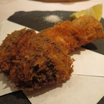 くろぎ - 松茸のフライ、ウスターソースと塩で