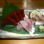 味人 - お造り 本マグロ、鯵、かます焼霜