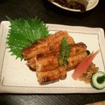 よしはら - ≪２０１２年１０月≫はもの照り焼き。金山寺味噌が添えられていました。お味噌が無くても丁度良い味付けです。肉厚のハモでした。金山寺味噌は、、、それだけでもお酒のアテに、超～美味しいですよん。