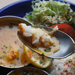 農珈屋 - 3種盛りカリー1450円税込・エビカリー（ホット）