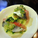 cinnabar 辰砂 - 小芋と秋刀魚 広東風ネギソース