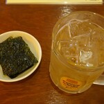 もつ焼エビちゃん - チンチロリンの結果のメガハイボール　853円とお通し　220円