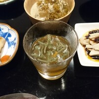 MASA'S KITCHEN 名古屋JRゲートタワー - 左から、大根餅、蓴菜とシャンパンのジュレ、よだれ鶏。