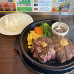 いきなりステーキ - ワイルドコンボ
            ステーキ&ハンバーグ各150g¥1.265  ご飯¥110
