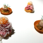 EPURE - 比婆牛ラムシンのタルタル　東広島こい地鶏の雄鶏白子のタルトレット