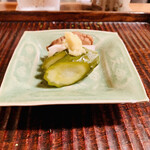 京天神 野口 - ☆いぶりがっこ、蕪、胡瓜の糠漬け。