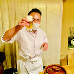 京天神 野口 - ◎食事が終わった所で、野口さんとビールで乾杯！