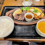 Danke - 牛ハラミステーキ&チキン南蛮1，089円、そしてライススープセット253円