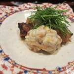日本料理 晴山 - 鱈の白子と粟麩の照り焼きから。
