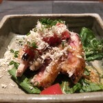 とり茶太郎 - 鳥肉のマリネ（ほろほろ鳥 胸肉 + ほろほろ鳥 もも肉 たたき）（アップ）