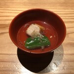とり茶太郎 - ほろほろ鳥 胸肉と甘唐辛子の揚げ出汁