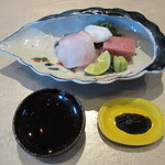 草庵 鍋島 - お造り 長崎 夏アラ 長崎 鮪 あしらい