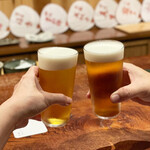 にしぶち飯店 - 生ビールで乾杯