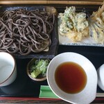 十割そば ゆう賀 - 天せいろ(田舎太打ち)+ブロッコリーの天ぷら(1700円)